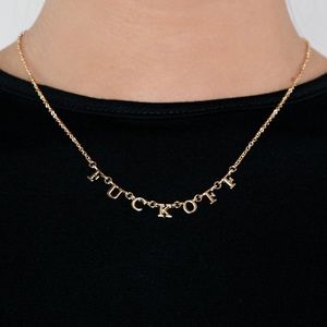 “FUCK OFF” gold necklace